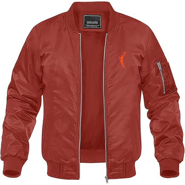 Men's WNBA Symbol Logo Lightweight Bomber Jacket Windbreaker Softshell Varsity Jacket Coat