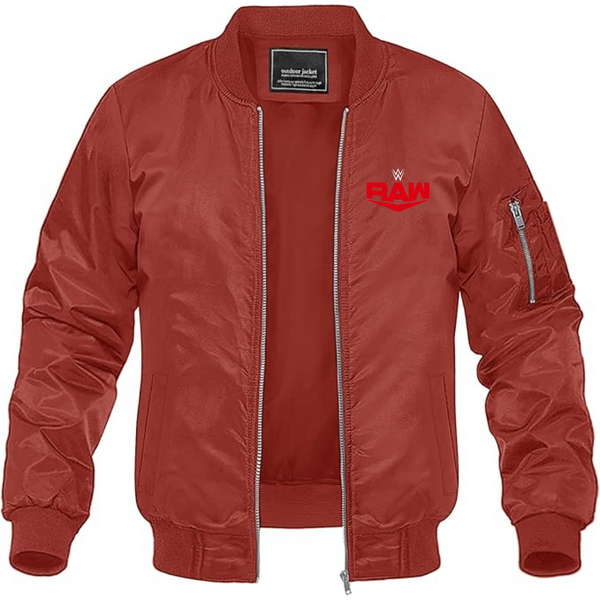 Men's WWE Raw  Lightweight Bomber Jacket Windbreaker Softshell Varsity Jacket Coat