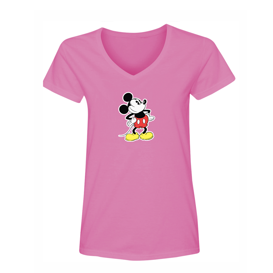 Women's Mickey Mouse Cartoon V-Neck T-Shirt