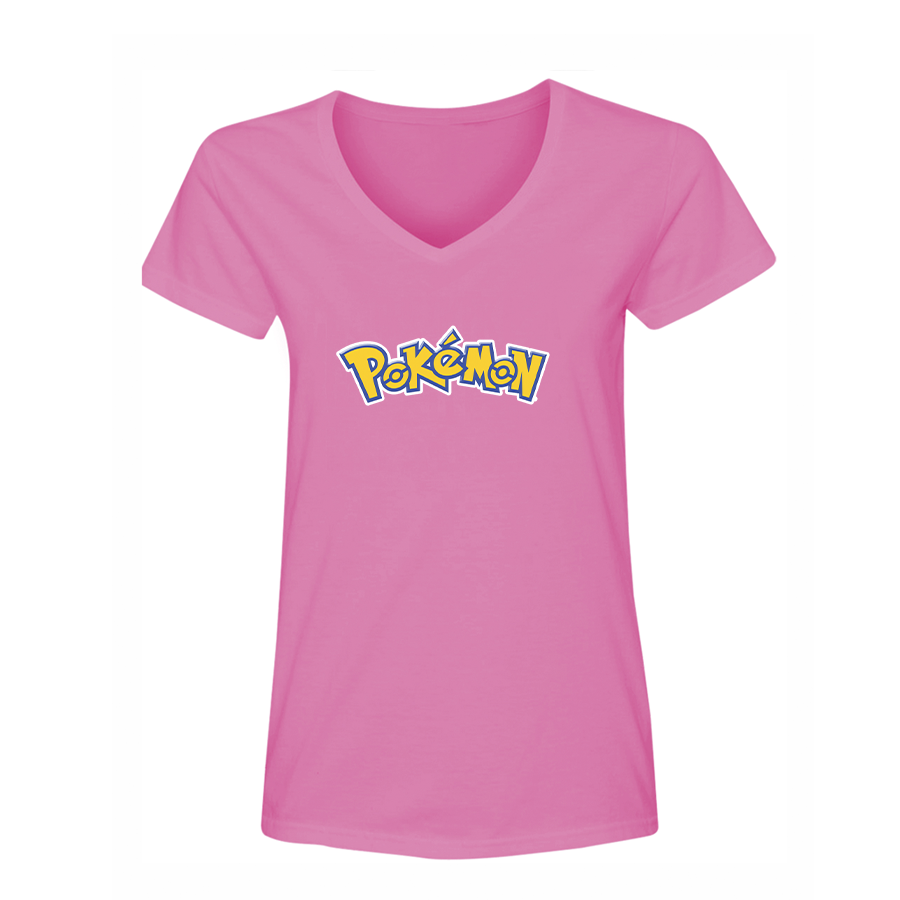 Women's Pokemon Cartoon V-Neck T-Shirt