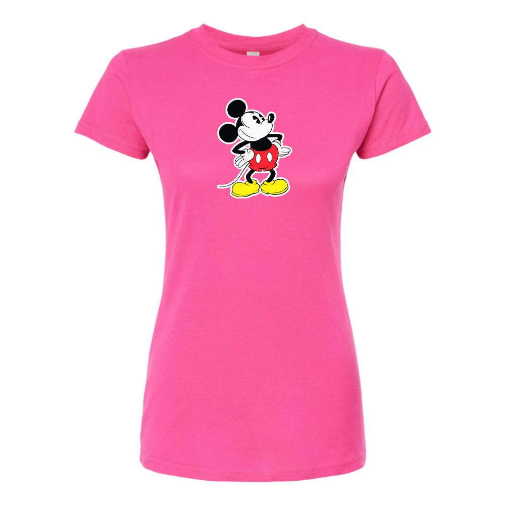 Women's Mickey Mouse Cartoon Round Neck T-Shirt