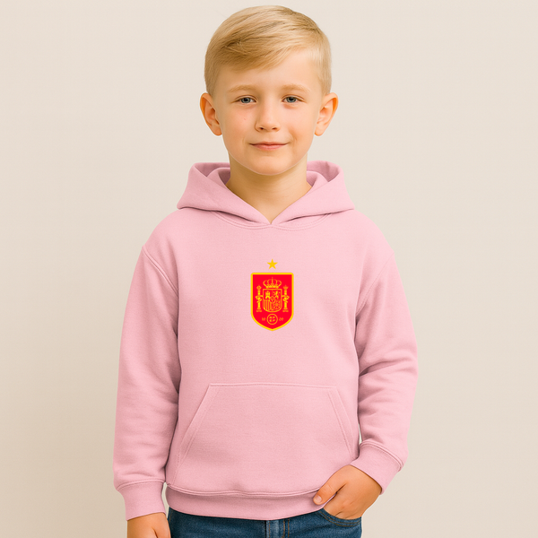 Youth Kids Spain Red Logo National Soccer Team Pullover Hoodie