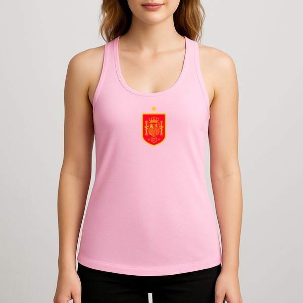 Women's Spain Red Logo National Soccer Team Racerback Tank Top