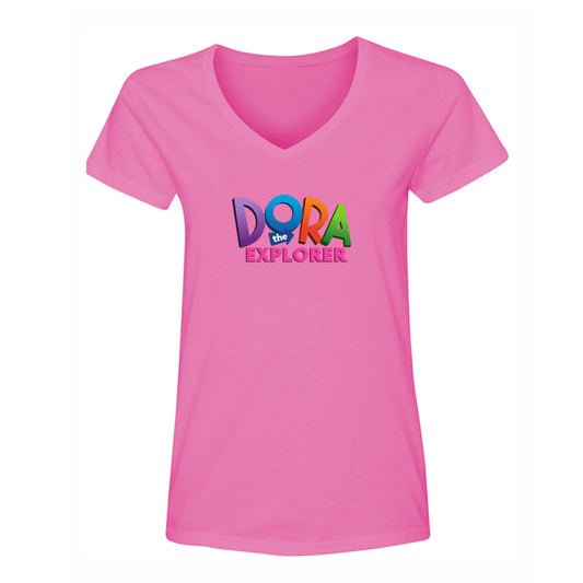 Women's Dora The Explorer Cartoon V-Neck T-Shirt