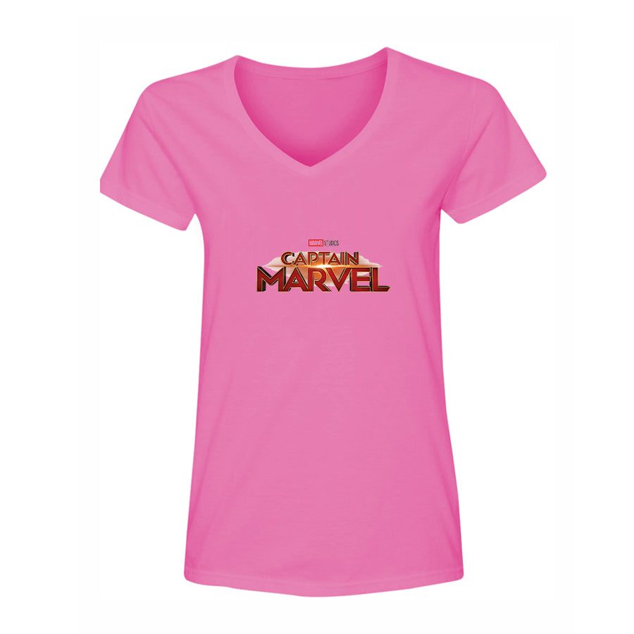 Women's Captain Marvel Superhero  V-Neck T-Shirt