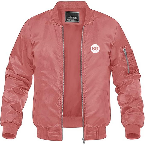 Men's Sofiagray Logo Lightweight Bomber Jacket Windbreaker Softshell Varsity Jacket Coat