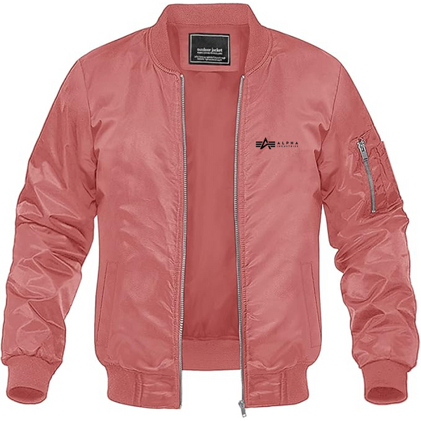 Men's Alpha Industries Logo Lightweight Bomber Jacket Windbreaker Softshell Varsity Jacket Coat