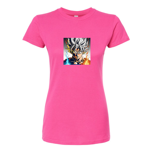 Women’s Goku Fire Dragon Ball Z Cartoon Round Neck T-Shirt