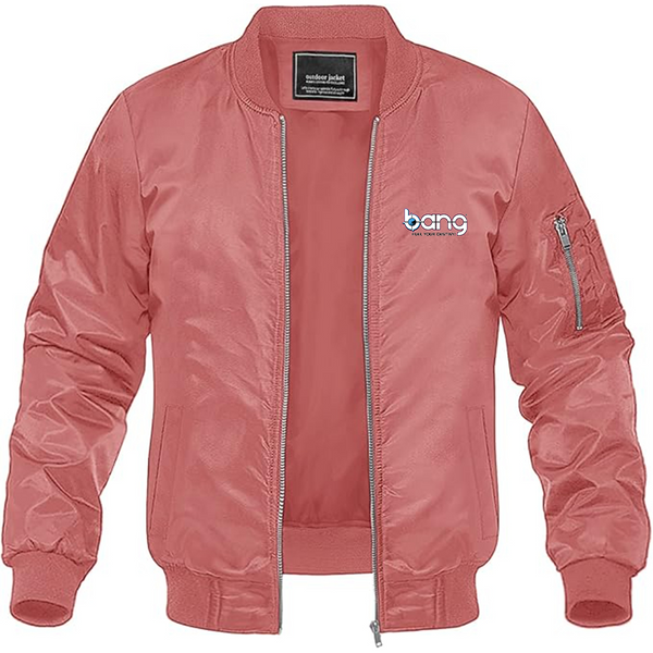 Men's Bang Energy Logo Lightweight Bomber Jacket Windbreaker Softshell Varsity Jacket Coat