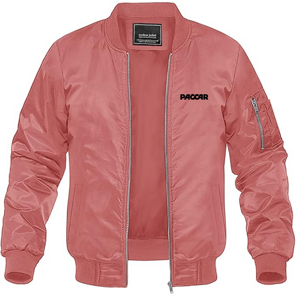 Men's Paccar Logo Lightweight Bomber Jacket Windbreaker Softshell Varsity Jacket Coat
