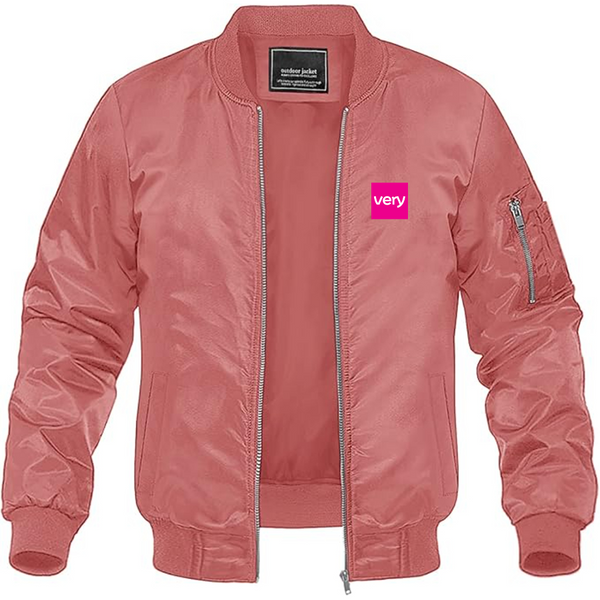 Men's Very Logo Lightweight Bomber Jacket Windbreaker Softshell Varsity Jacket Coat