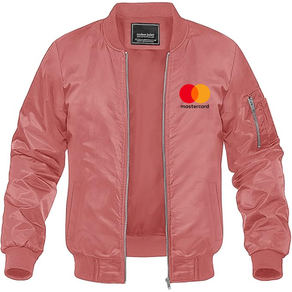 Men's  Mastercard Logo Lightweight Bomber Jacket Windbreaker Softshell Varsity Jacket Coat