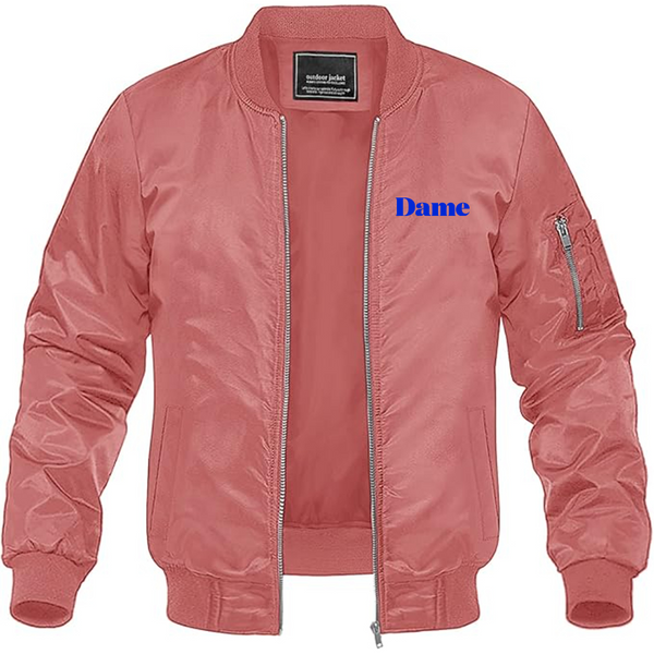 Men's Dame Products Logo Lightweight Bomber Jacket Windbreaker Softshell Varsity Jacket Coat