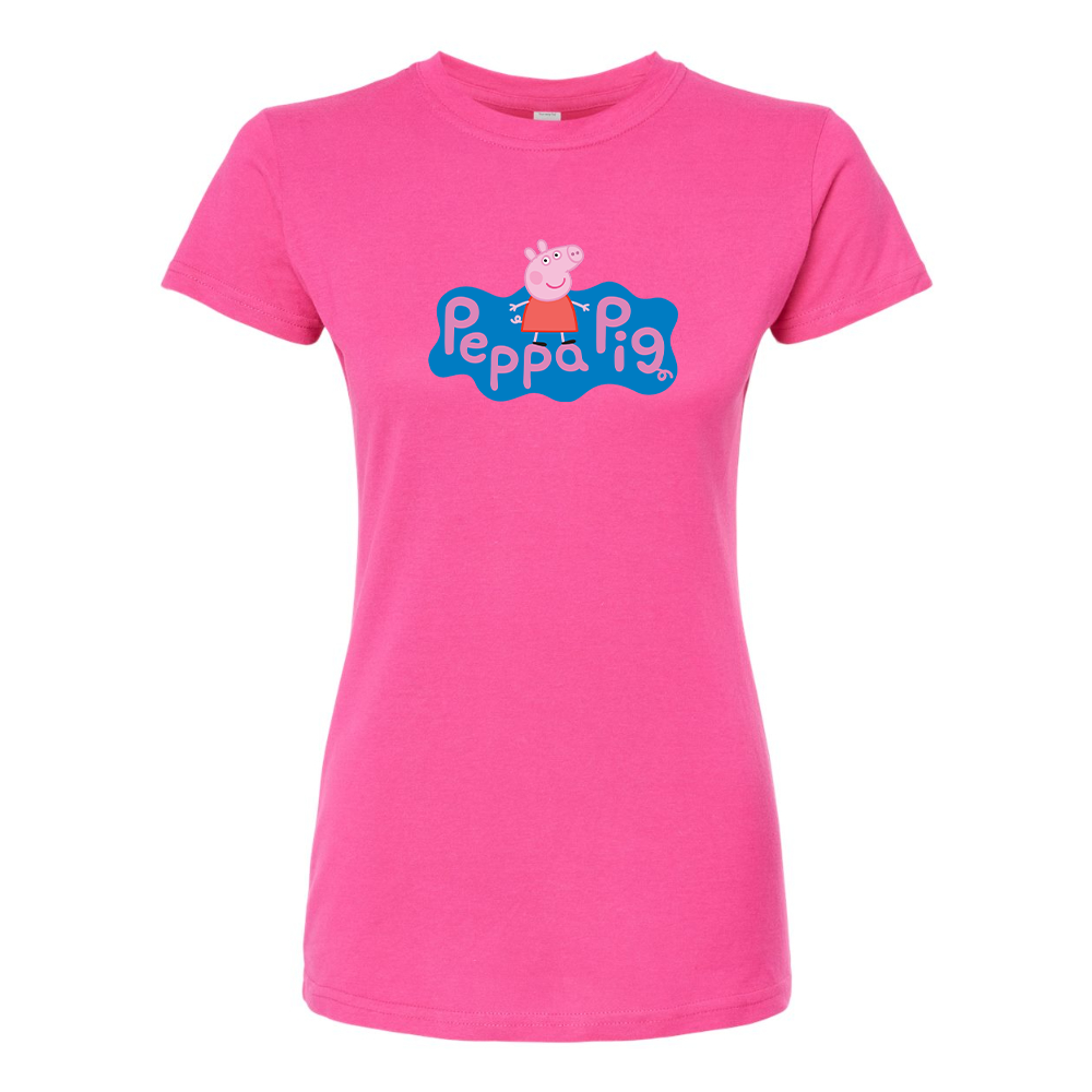 Women's Pegga Pig Cartoon Round Neck T-Shirt