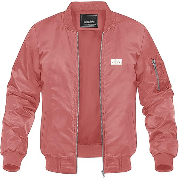 Men's Nnesi Logo Lightweight Bomber Jacket Windbreaker Softshell Varsity Jacket Coat