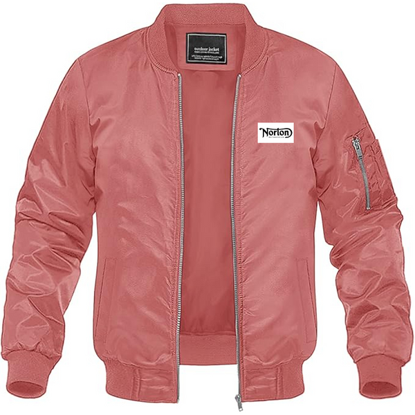 Men's Norton Logo Lightweight Bomber Jacket Windbreaker Softshell Varsity Jacket Coat
