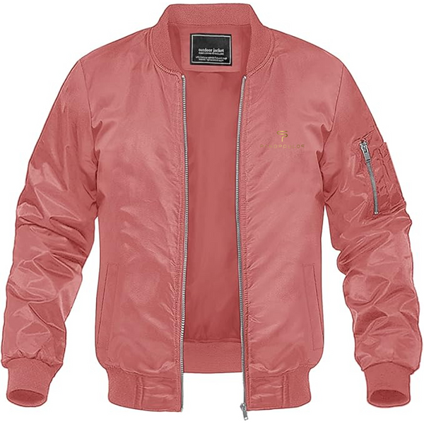 Men's Spyros Panopoulos Logo Lightweight Bomber Jacket Windbreaker Softshell Varsity Jacket Coat