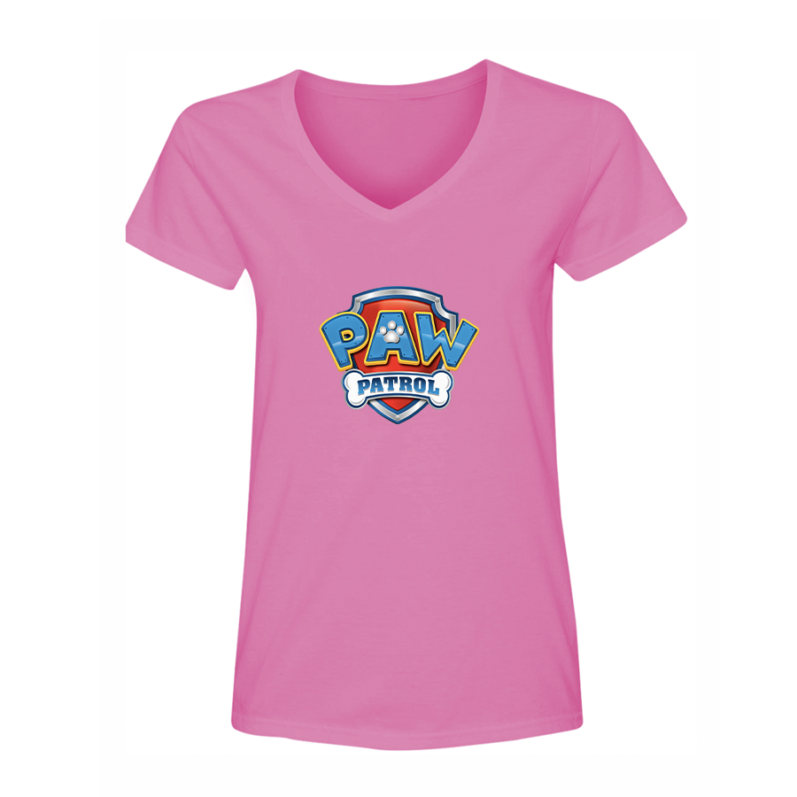 Women's Paw Patrol Cartoon V-Neck T-Shirt