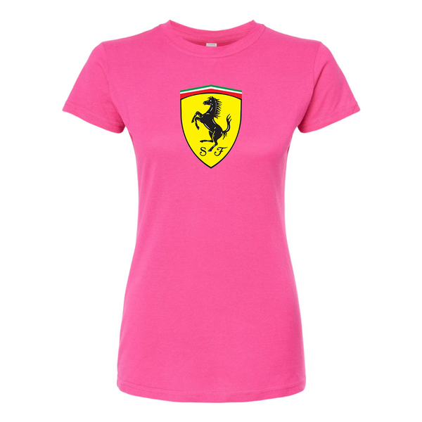 Women’s Ferrari Motorsport Car Round Neck T-Shirt