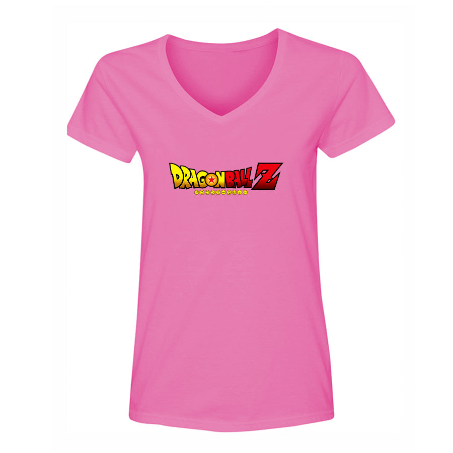 Women's Dragon Ball Z Cartoon Title V-Neck T-Shirt