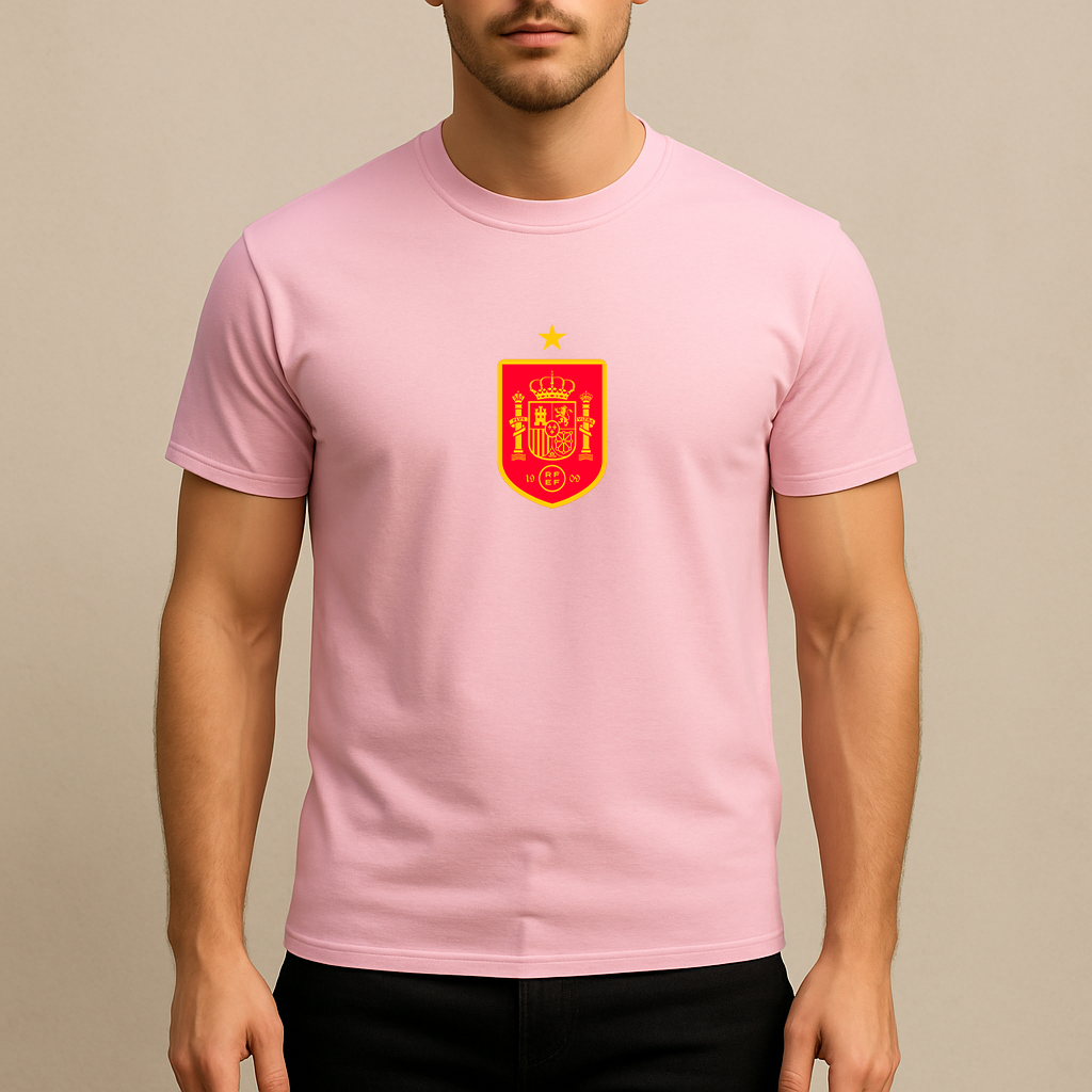 Men's Spain Red Logo National Soccer Team Cotton T-Shirt
