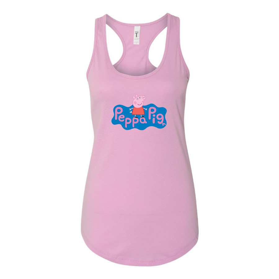 Women's Pegga Pig Cartoon Racerback Tank Top