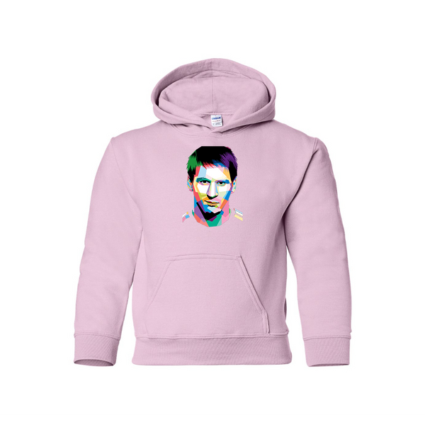 Youth Kids Lionel Messi Face Art Soccer Pullover Hoodie