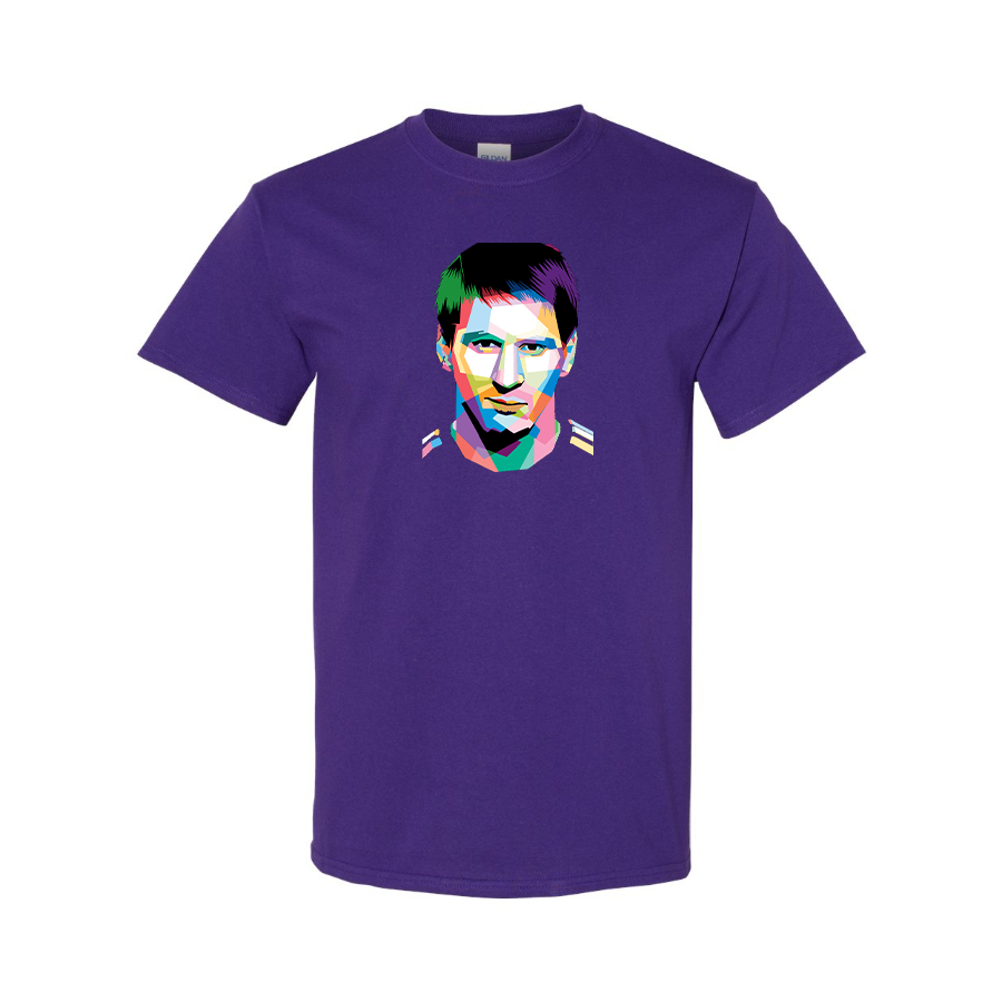 Youth Kids Lionel Messi Face Art Soccer Cotton T-Shirt