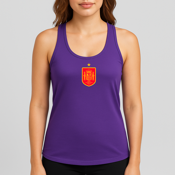 Women's Spain Red Logo National Soccer Team Racerback Tank Top