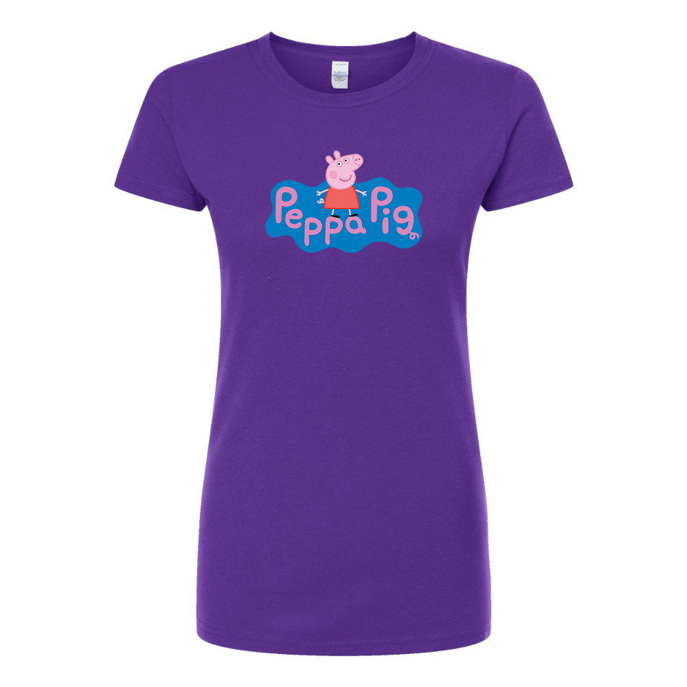 Women's Pegga Pig Cartoon Round Neck T-Shirt