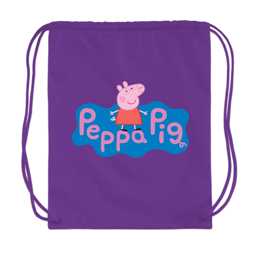 Pegga Pig Cartoon Drawstring Bag