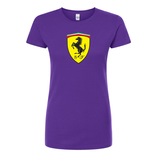 Women’s Ferrari Motorsport Car Round Neck T-Shirt