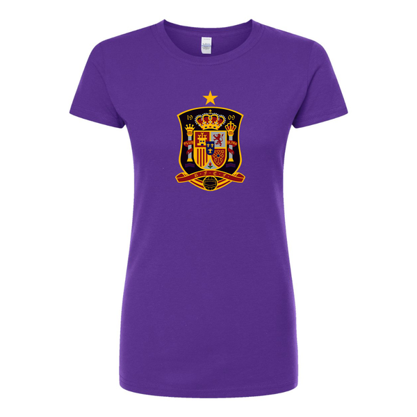Women's Spain National Soccer Team Round Neck T-Shirt