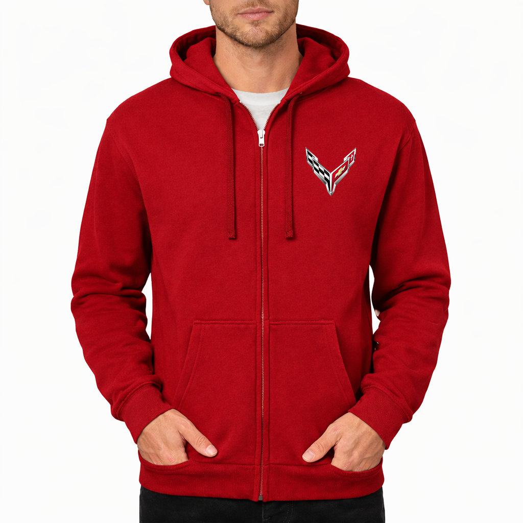 Men's Chevrolet Corvette Car Zipper Hoodie