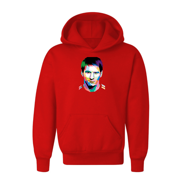 Youth Kids Lionel Messi Face Art Soccer Pullover Hoodie