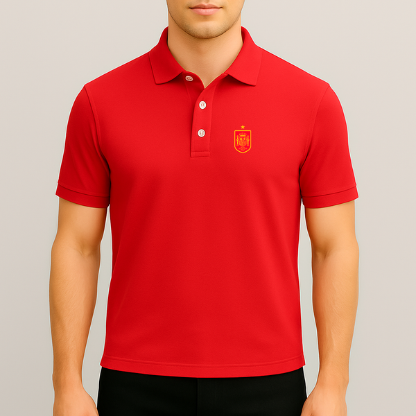 Men's Spain Red Logo National Soccer Team Dry Blend Polo