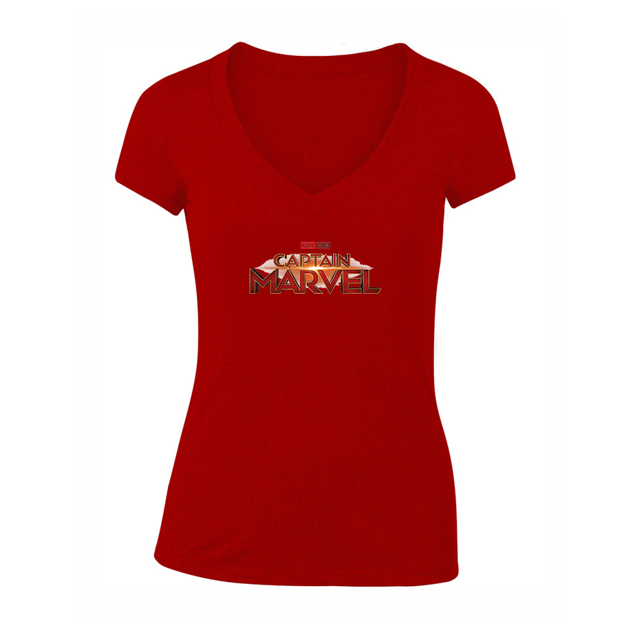 Women's Captain Marvel Superhero  V-Neck T-Shirt