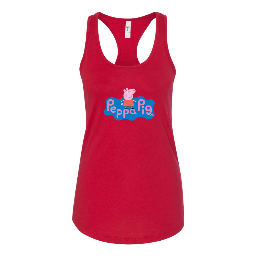 Women's Pegga Pig Cartoon Racerback Tank Top