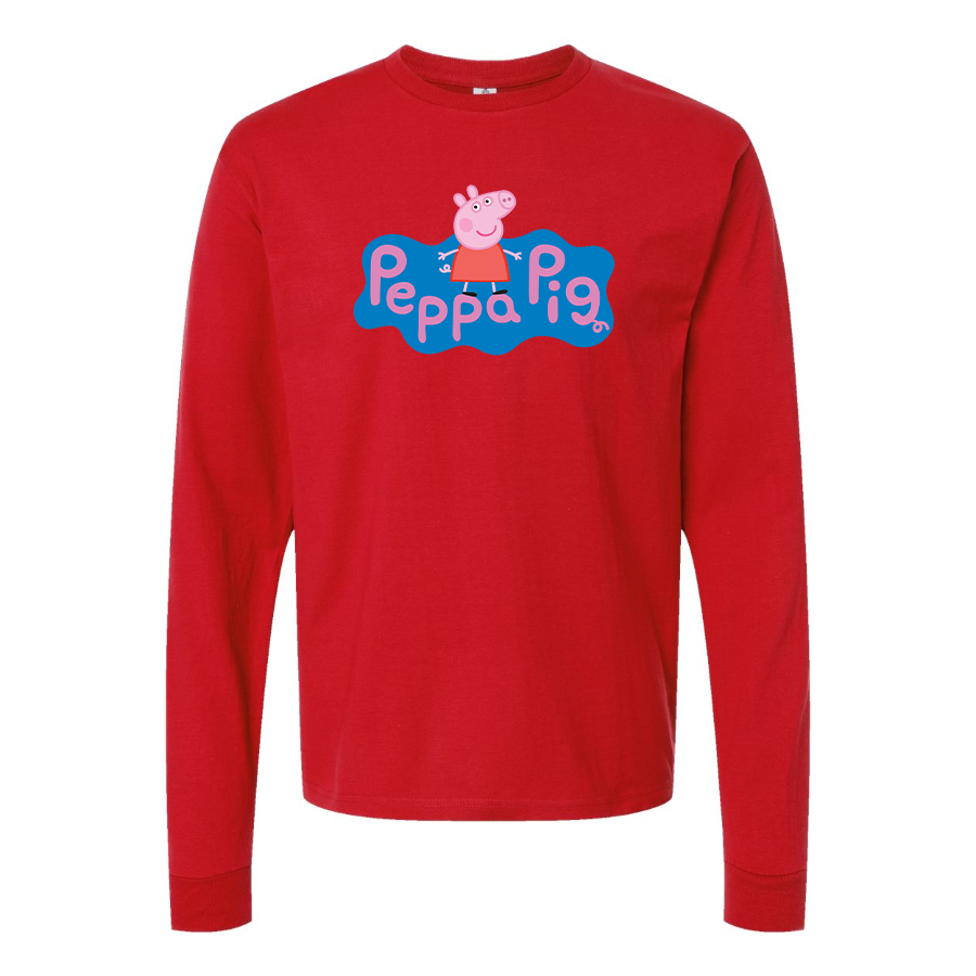 Men's Pegga Pig Cartoon Long Sleeve T-Shirt