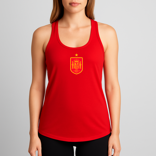 Women's Spain Red Logo National Soccer Team Racerback Tank Top
