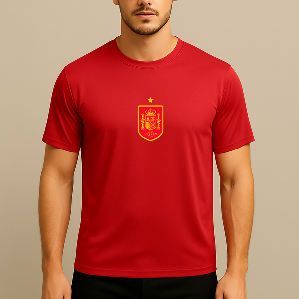 Men's Spain Red Logo National Soccer Team Polyester T-Shirt