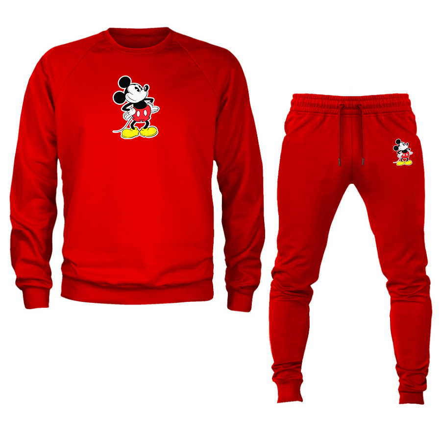 Men's Mickey Mouse Cartoon Crewneck Sweatshirt Joggers Suit