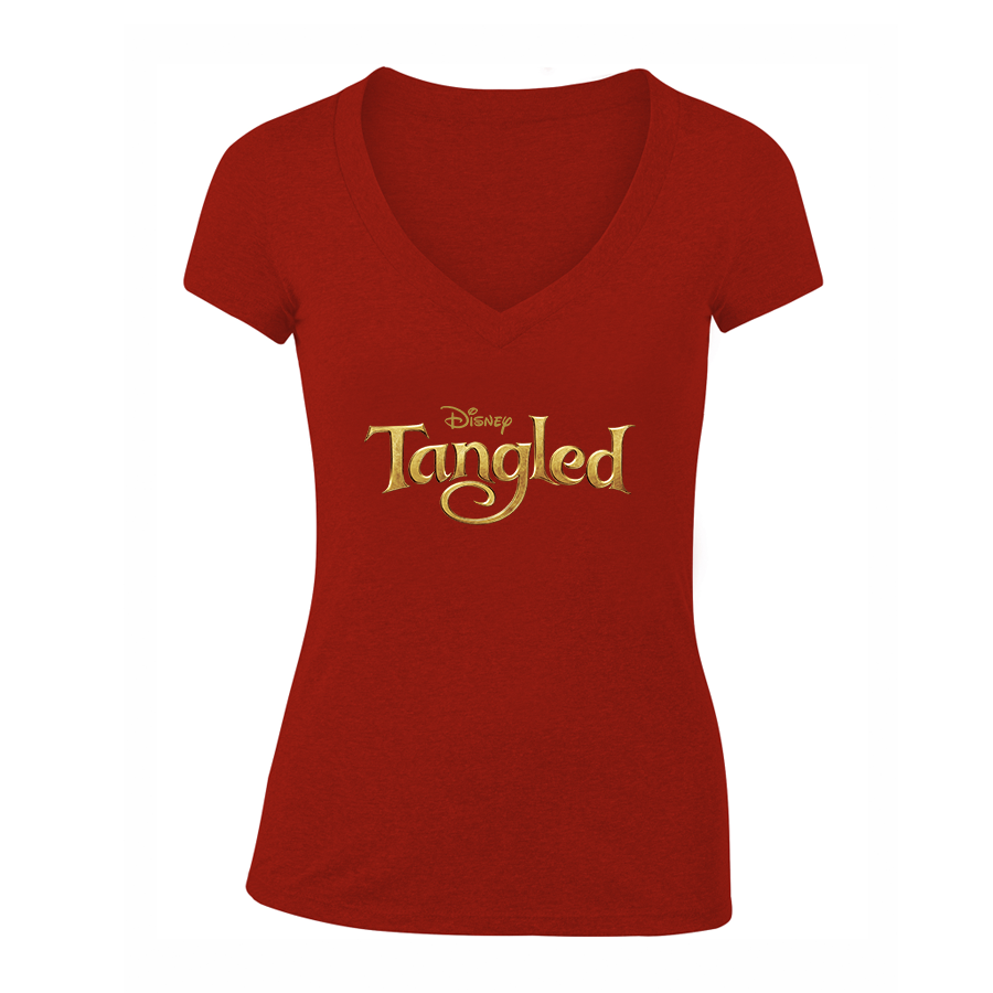 Women's Tangled Disney Cartoon V-Neck T-Shirt