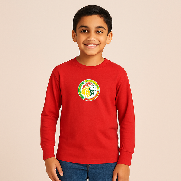 Youth Kids Senegal National Soccer Team Long Sleeve T-Shirt