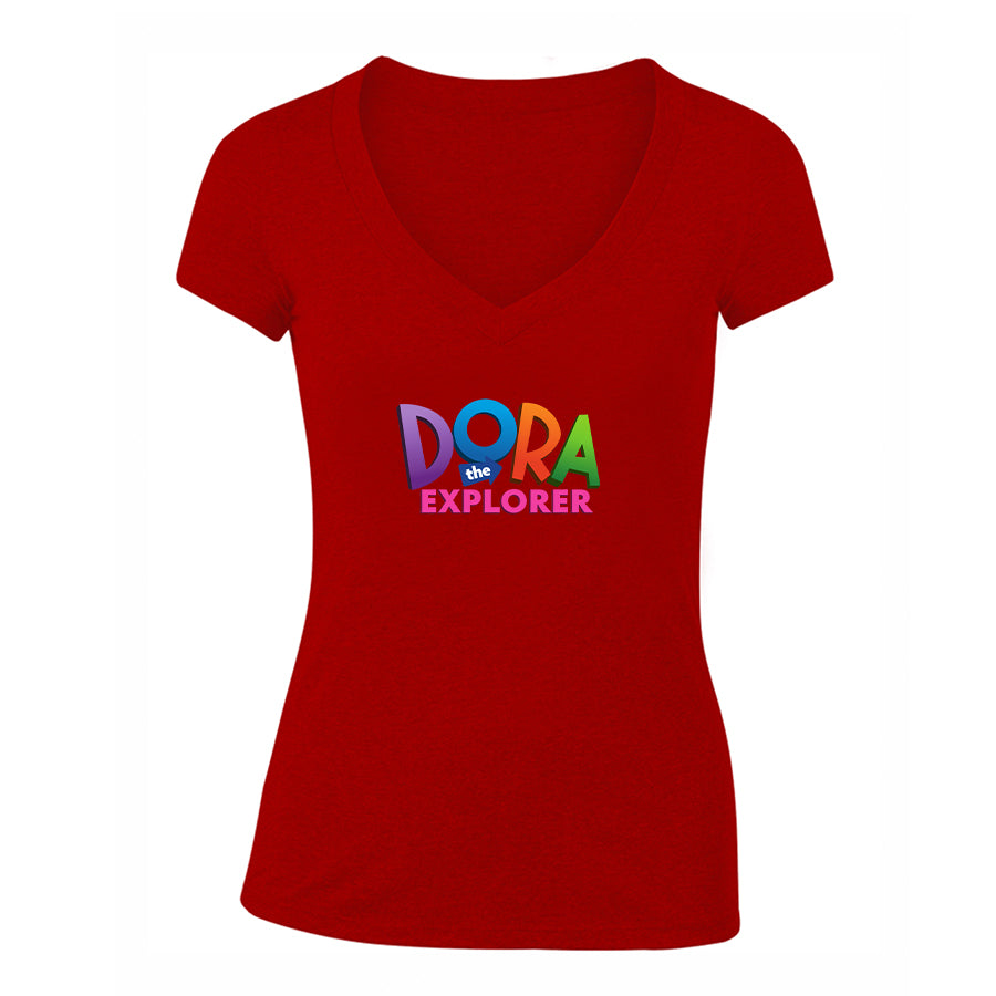 Women's Dora The Explorer Cartoon V-Neck T-Shirt