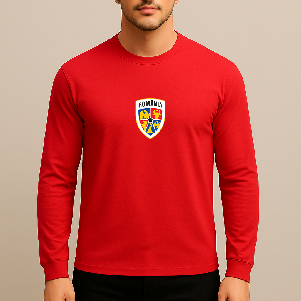 Men's Romania National Soccer Team Long Sleeve T-Shirt