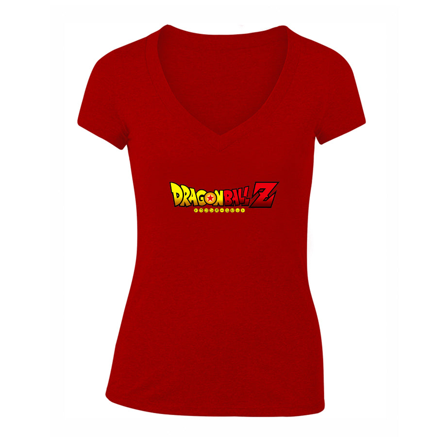 Women's Dragon Ball Z Cartoon Title V-Neck T-Shirt