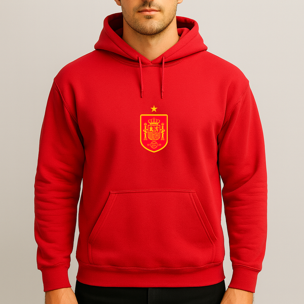 Men's Spain Red Logo National Soccer Team Pullover Hoodie