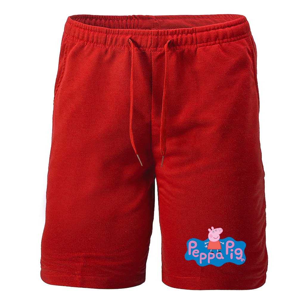 Men's Pegga Pig Cartoon Athletic Fleece Shorts