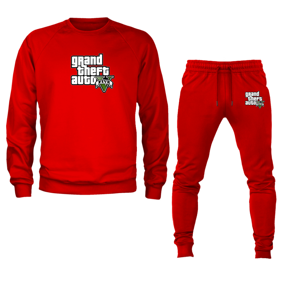 Men's GTA 5 Grand Theft Auto V Crewneck Sweatshirt Joggers Suit Game